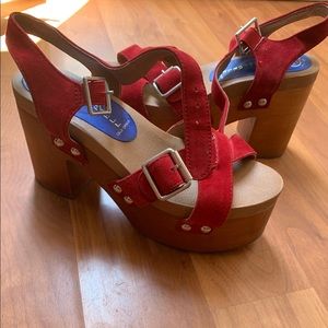 Jeffery Campbell 70s red platform heels